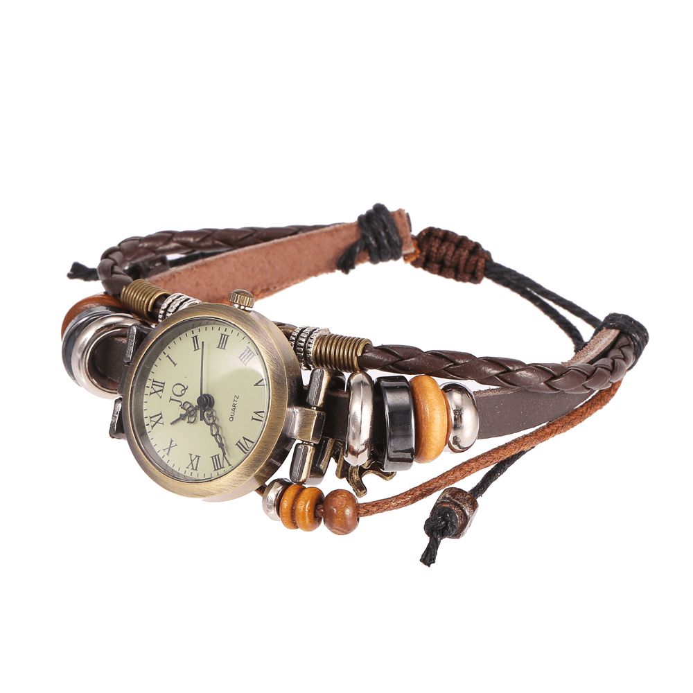 Deffrun Retro Stijl Vrouwen Armband Horloge Kralen Eiffeltoren Hanger Quartz Horloge: