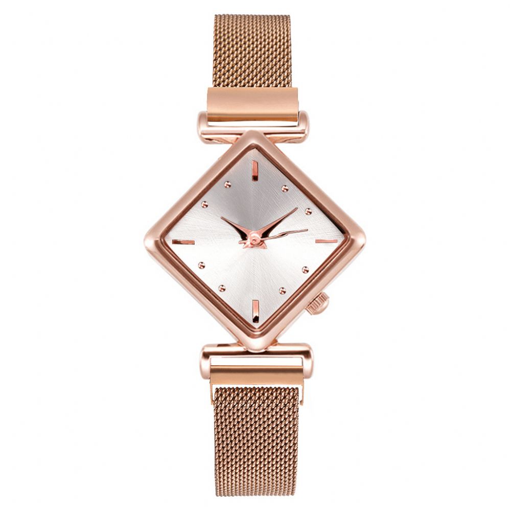 Deffrun Vierkante Wijzerplaat Uniek Design Dames Polshorloge Mesh Stalen Band Quartz Horloges