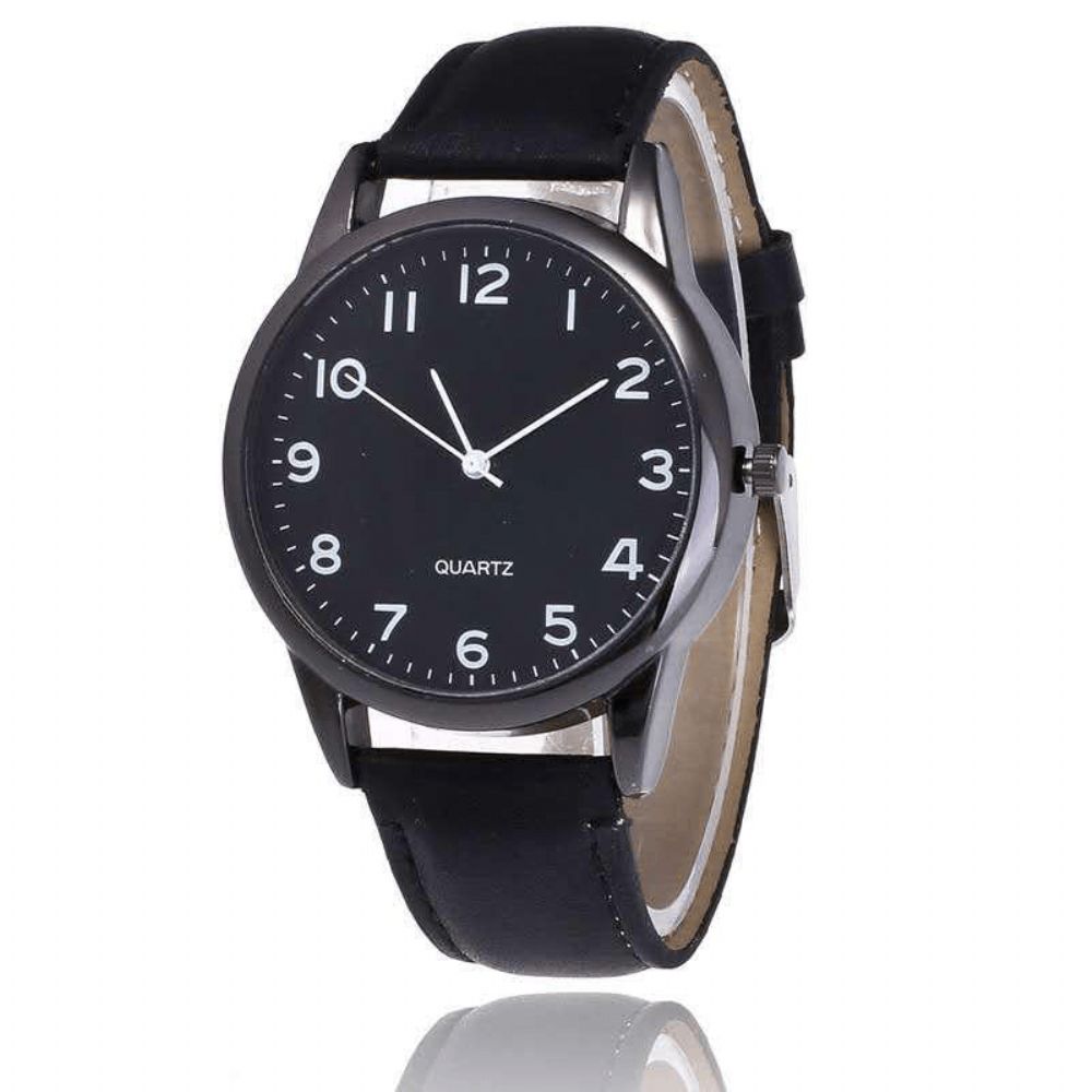 Denton Sidpega Mode Eenvoudige Lederen Band Heren Quartz Horloge