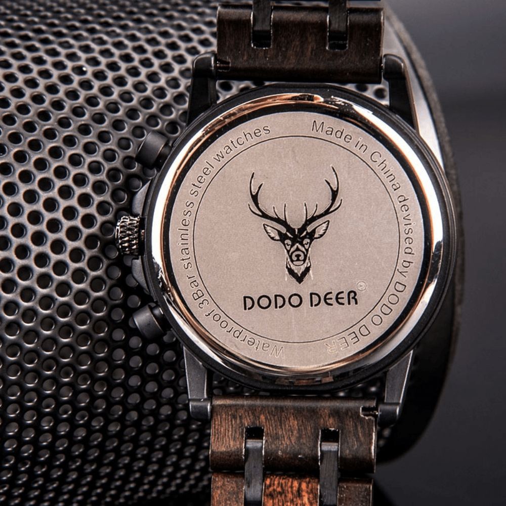 Dodo Deer D07 Retro Houten Lichtgevende Datumweergave Quartz Horloge Polshorloge Met Geschenkdoos