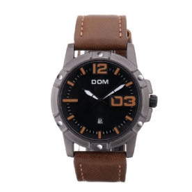 Dom Heren Luxe Sport Horloge Heren Horloge Lederen Band Zakelijk Waterdicht Quartz Horloge