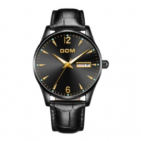 Dom M-11Bl-1M89 Mode Herenhorloge 3Atm Waterdicht Lichtgevende Datumweergave Quartz Horloge