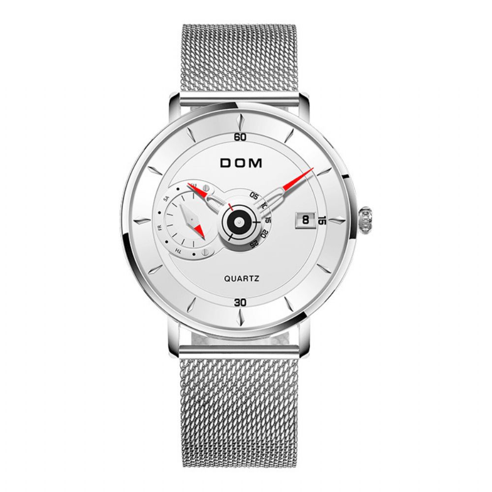 Dom M-1299 Ultradunne Zakelijke Stijl Heren Polshorloge Volledig Stalen Band Creatief Quartz Horloge