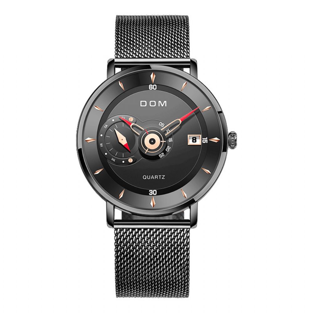 Dom M-1299 Ultradunne Zakelijke Stijl Heren Polshorloge Volledig Stalen Band Creatief Quartz Horloge