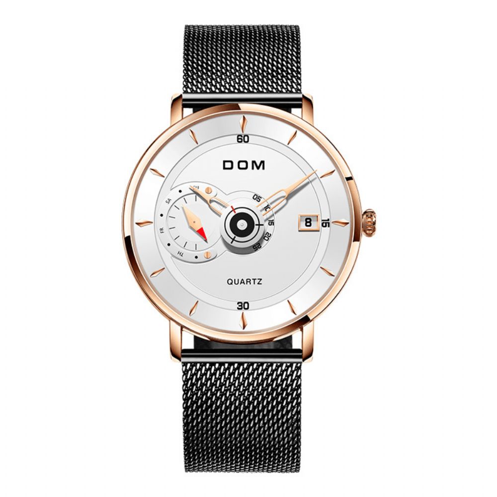 Dom M-1299 Ultradunne Zakelijke Stijl Heren Polshorloge Volledig Stalen Band Creatief Quartz Horloge