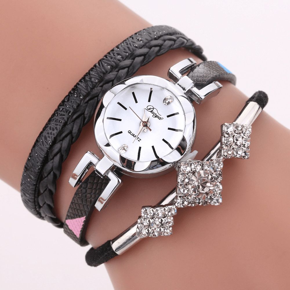 Duoya D255 Bloem Dial Show Modieuze Vrouwen Armband Horloge Toeristische Jurk Retro Stijl Quartz Horloge