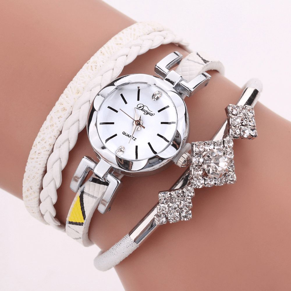 Duoya D255 Bloem Dial Show Modieuze Vrouwen Armband Horloge Toeristische Jurk Retro Stijl Quartz Horloge