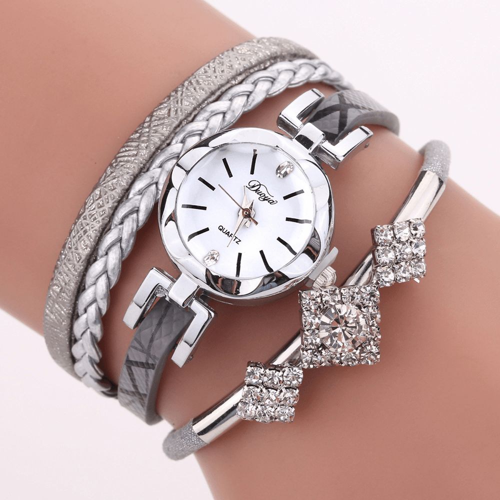 Duoya D255 Bloem Dial Show Modieuze Vrouwen Armband Horloge Toeristische Jurk Retro Stijl Quartz Horloge