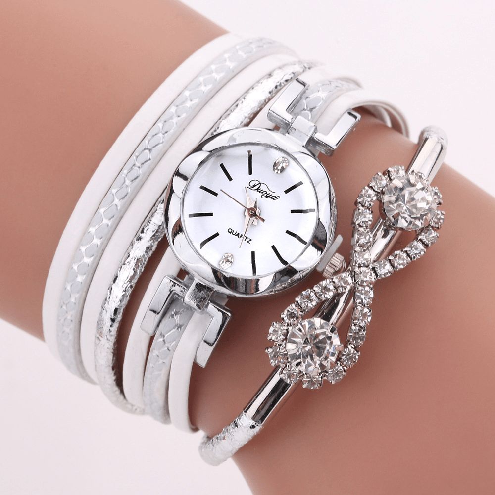 Duoya D258 Retro Style Dames Armband Horloge Boog Crystal Quartz Horloge