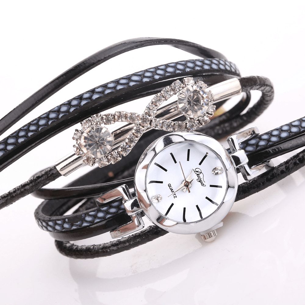 Duoya D258 Retro Style Dames Armband Horloge Boog Crystal Quartz Horloge