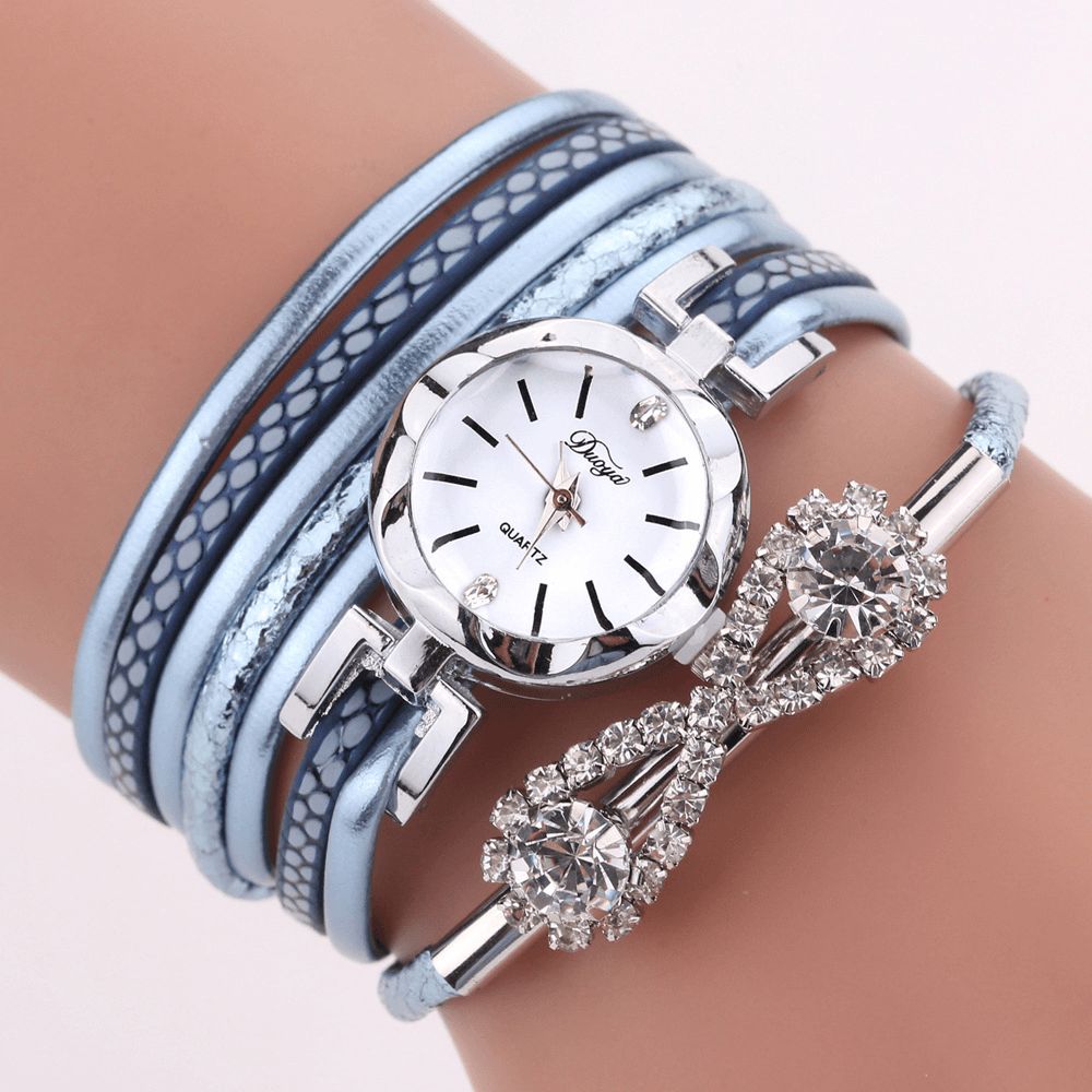 Duoya D258 Retro Style Dames Armband Horloge Boog Crystal Quartz Horloge