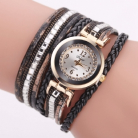 Duoya Dames Lederen Band Kronkelende Analoge Laides Jurk Armband Quartz Horloge