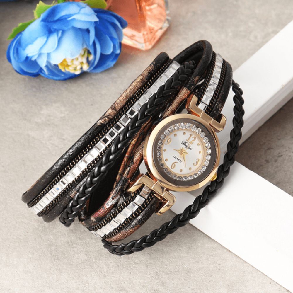 Duoya Dames Lederen Band Kronkelende Analoge Laides Jurk Armband Quartz Horloge