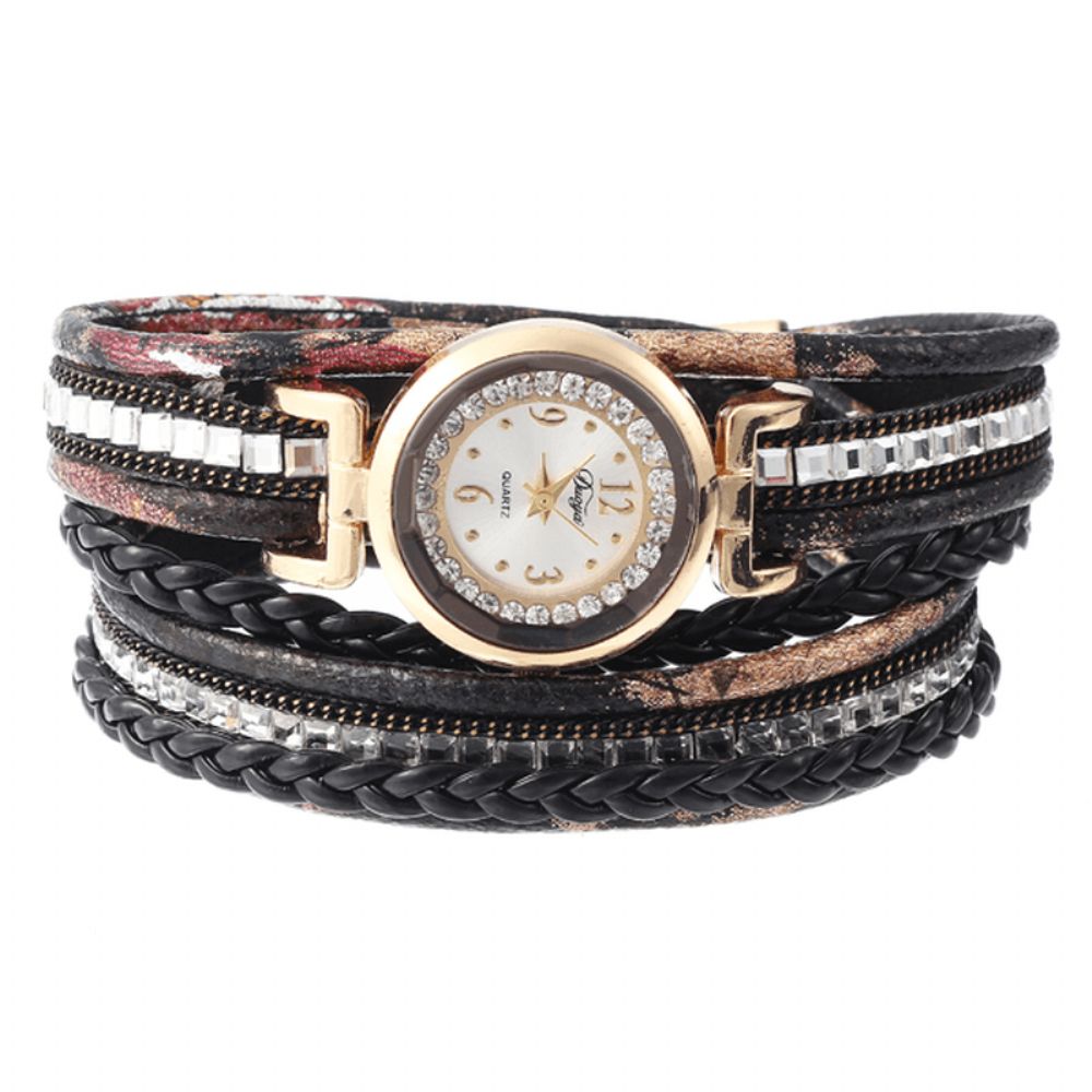 Duoya Dames Lederen Band Kronkelende Analoge Laides Jurk Armband Quartz Horloge