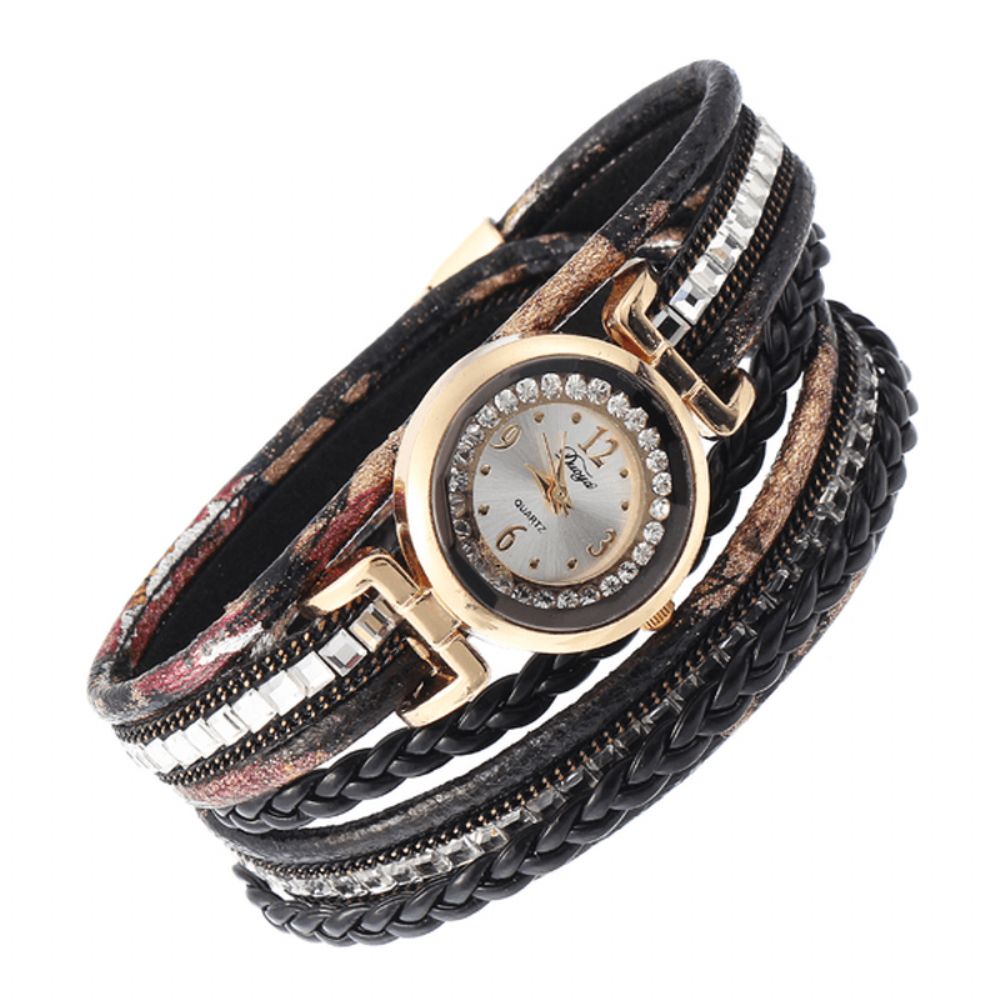 Duoya Dames Lederen Band Kronkelende Analoge Laides Jurk Armband Quartz Horloge