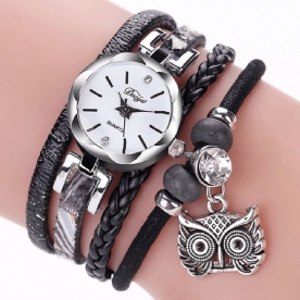 Duoya Leuke Stijl Uil Hanger Dames Armband Horloge Mode Dames Polshorloge