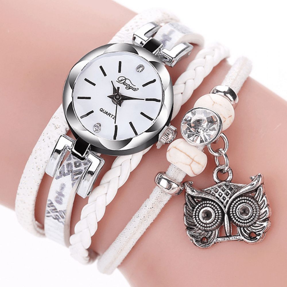 Duoya Leuke Stijl Uil Hanger Dames Armband Horloge Mode Dames Polshorloge