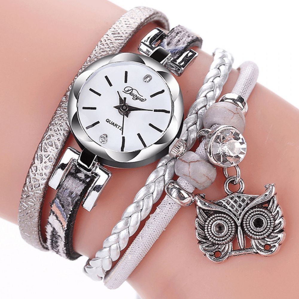 Duoya Leuke Stijl Uil Hanger Dames Armband Horloge Mode Dames Polshorloge