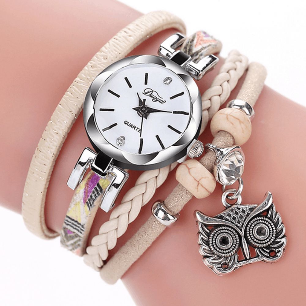 Duoya Leuke Stijl Uil Hanger Dames Armband Horloge Mode Dames Polshorloge