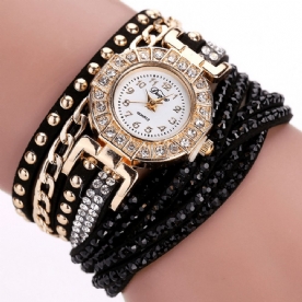 Duoya Luxe Nation Style Crystal Gouden Armband Horloge Dames Vintage Quartz Horloges