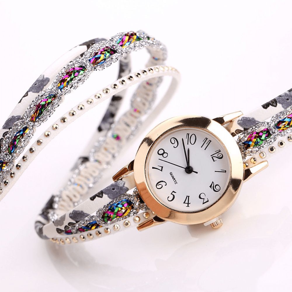 Duoya Retro Style Dames Armband Horloge Strass Quartz Horloge