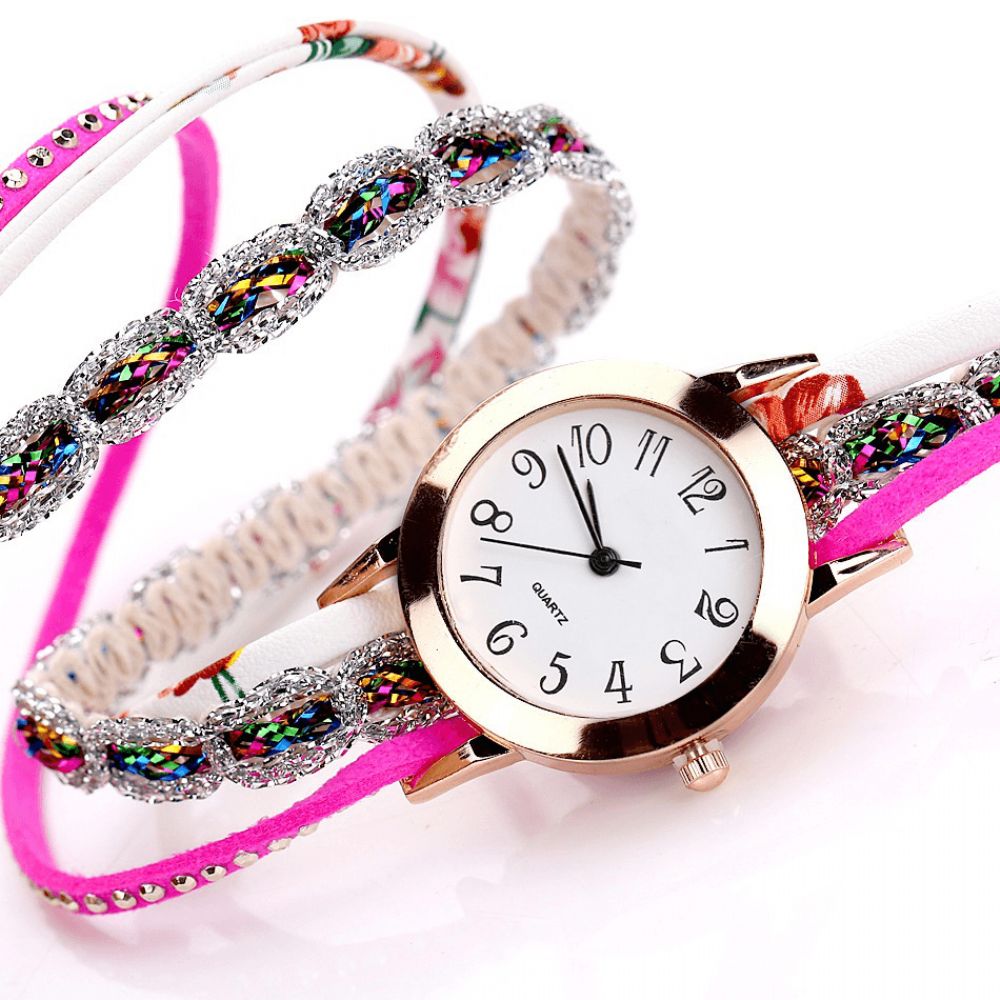 Duoya Retro Style Dames Armband Horloge Strass Quartz Horloge