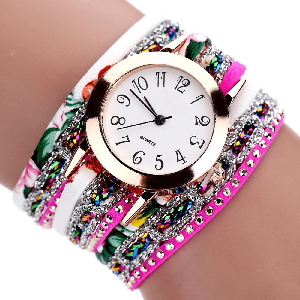 Duoya Retro Style Dames Armband Horloge Strass Quartz Horloge