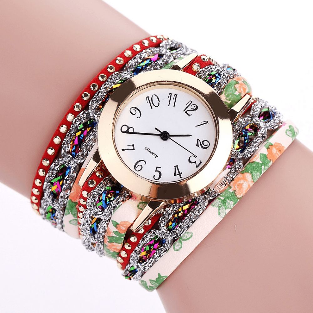 Duoya Retro Style Dames Armband Horloge Strass Quartz Horloge