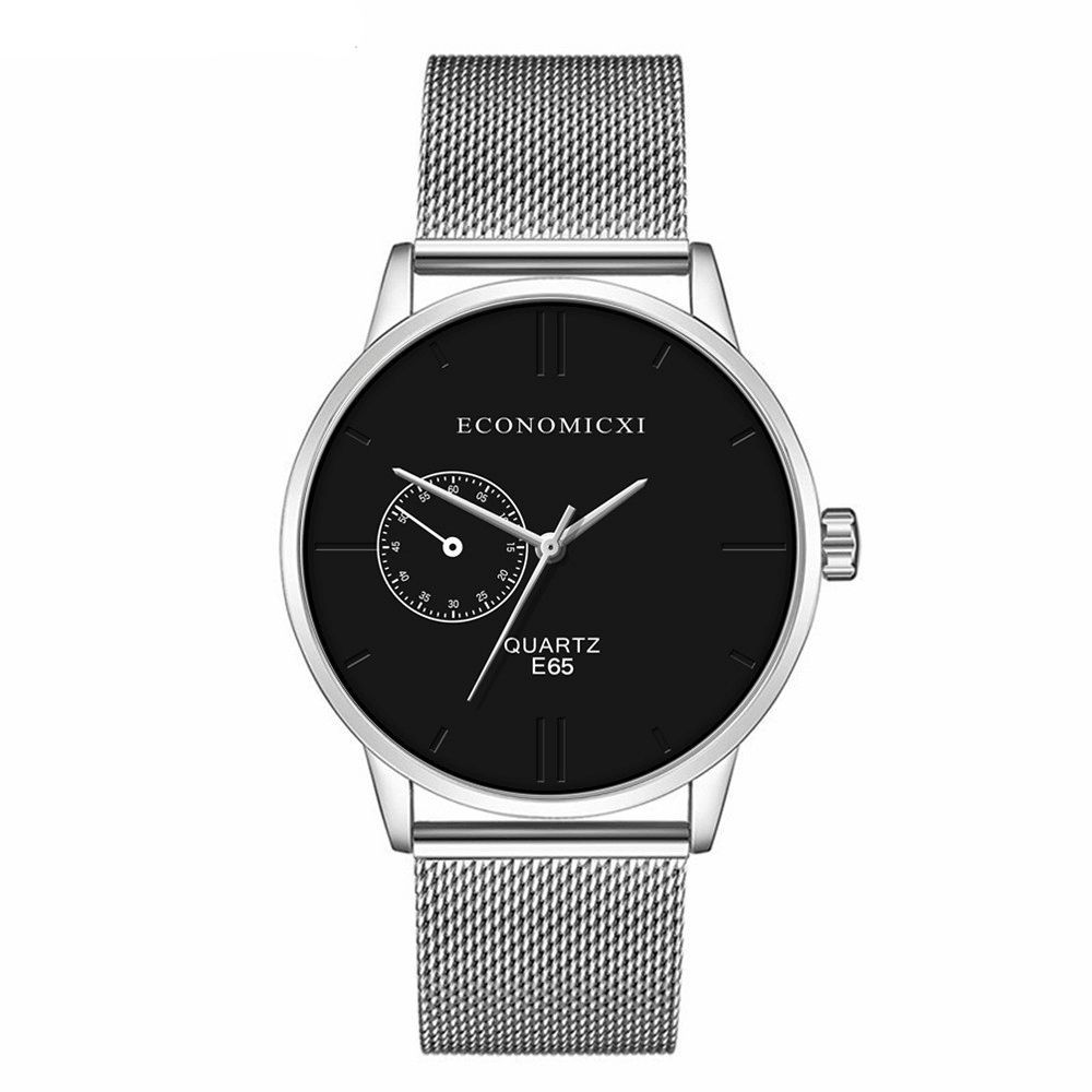 Economicxi E65 Casual Stijl Ultradunne Heren Polshorloge Mesh Stalen Band Quartz Horloges