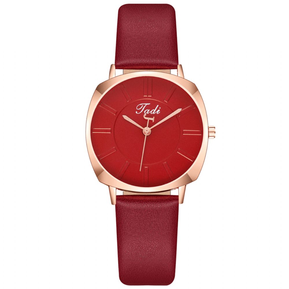 Eenvoudige Elegante Trendy Dames Horloge Rose Goud Legering Case Lederen Band Vrouwelijke Quartz Horloges