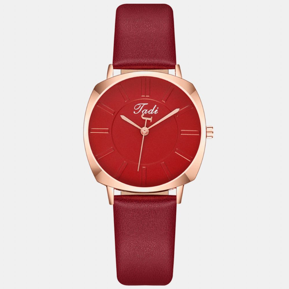 Eenvoudige Elegante Trendy Dames Horloge Rose Goud Legering Case Lederen Band Vrouwelijke Quartz Horloges