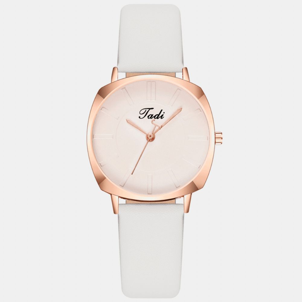 Eenvoudige Elegante Trendy Dames Horloge Rose Goud Legering Case Lederen Band Vrouwelijke Quartz Horloges