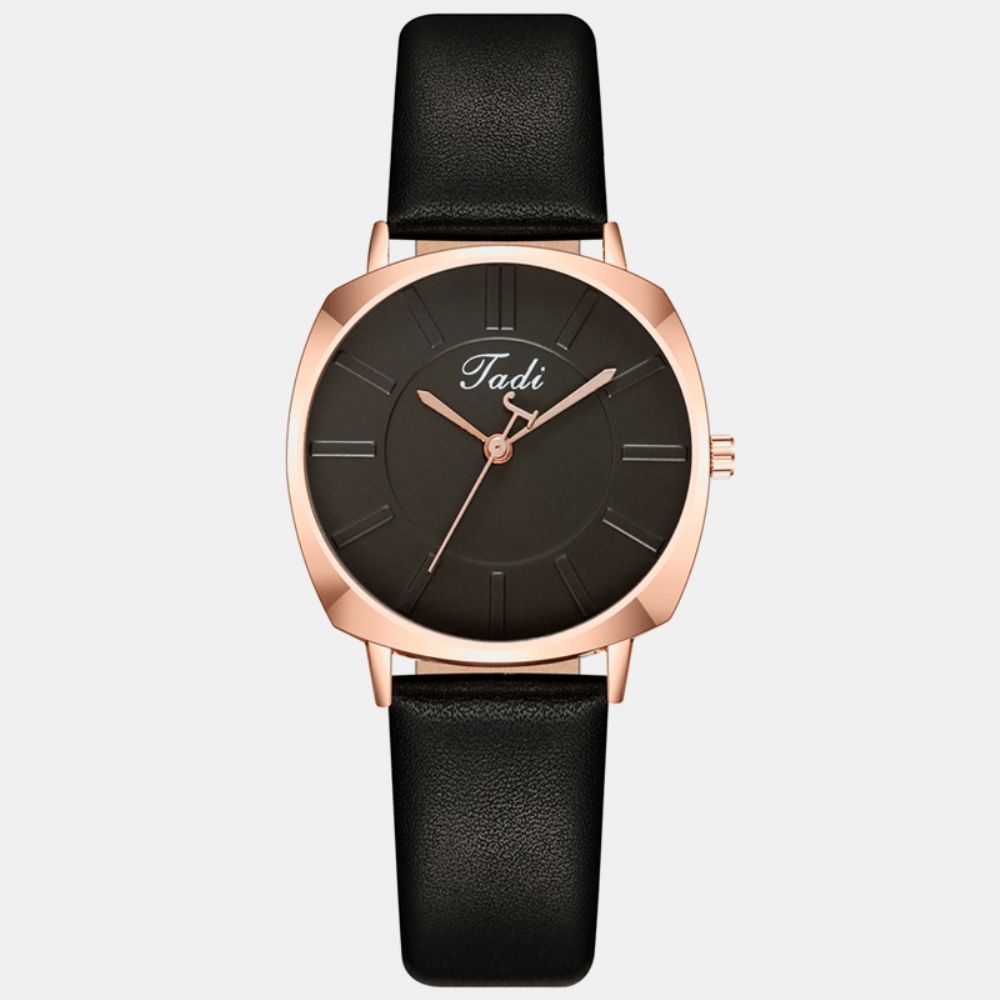 Eenvoudige Elegante Trendy Dames Horloge Rose Goud Legering Case Lederen Band Vrouwelijke Quartz Horloges