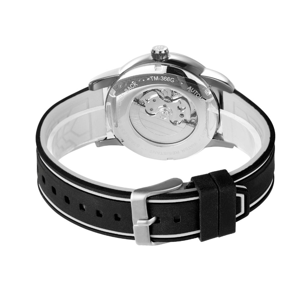 Forsining 8203 Sport Casual Multifunctionele Wijzerplaat Siliconen Band Heren 3Atm Waterdicht Automatisch Mechanisch Horloge