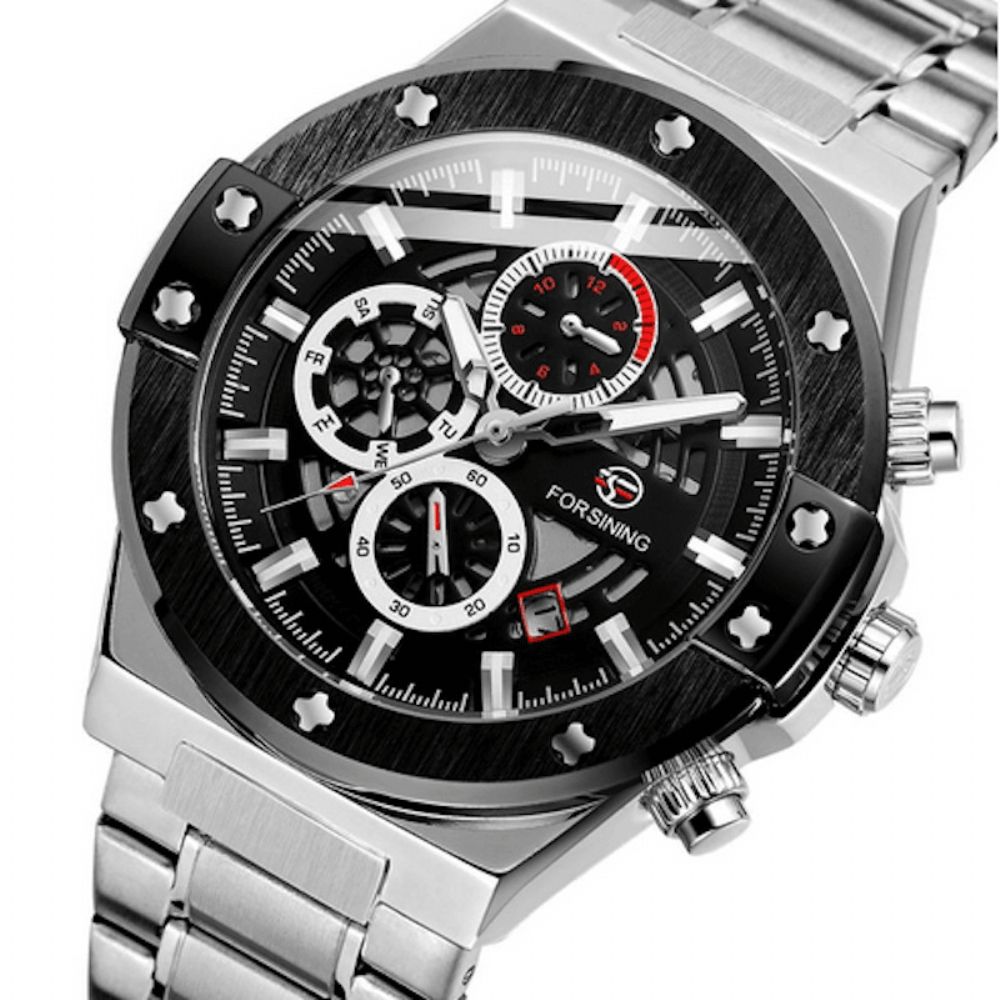 Forsining Fsg6914 Mode Heren Automatisch Horloge Lichtgevende Datum Weekweergave 3Atm Waterdicht Mechanisch Horloge