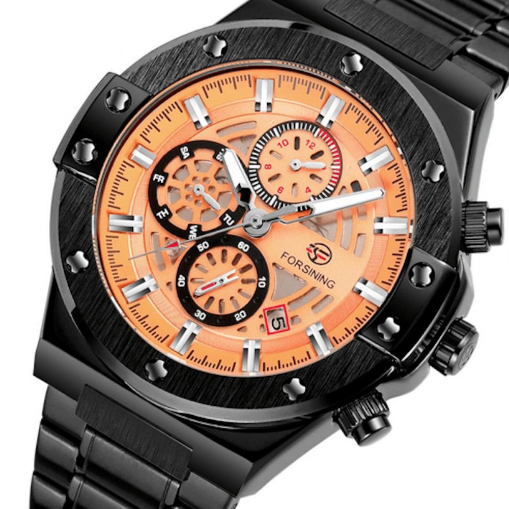 Forsining Fsg6914 Mode Heren Automatisch Horloge Lichtgevende Datum Weekweergave 3Atm Waterdicht Mechanisch Horloge