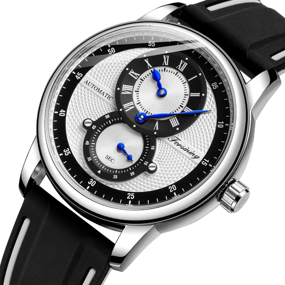 Forsining Fsg8203 Mode Heren Automatisch Horloge Creatieve Wijzerplaat Lederen Band Mechanisch Horloge