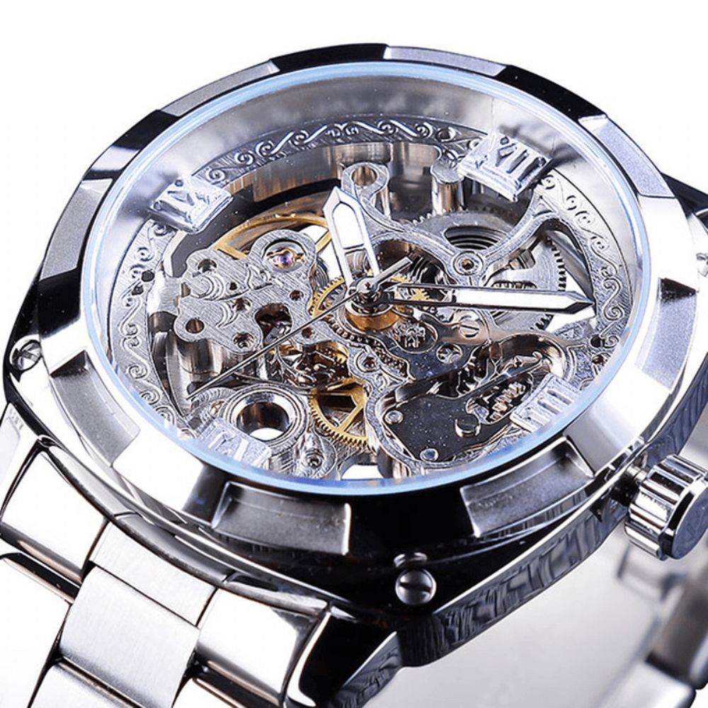 Forsining Gmt1091 Licht Luxe 3Atm Waterdicht Lichtgevend Display Mode Heren Mechanisch Horloge