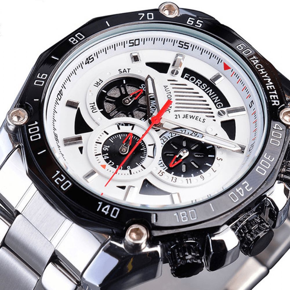 Forsining Gmt1138 Mode Herenhorloge Lichtgevende Datum Weekweergave Waterdicht Mechanisch Horloge