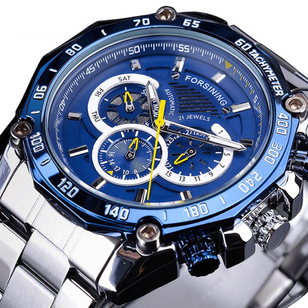 Forsining Gmt1138 Mode Herenhorloge Lichtgevende Datum Weekweergave Waterdicht Mechanisch Horloge