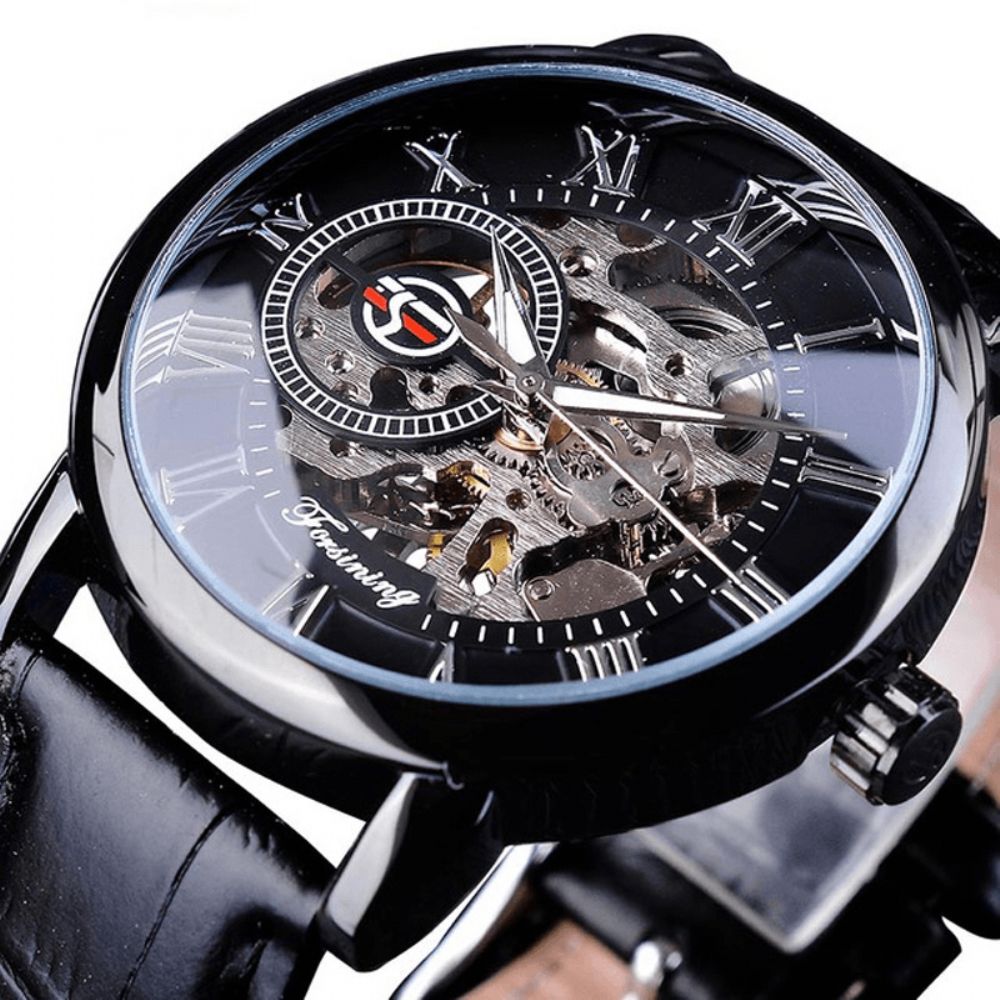 Forsining Gmt838 3D Hollow Graveren Ontwerp Lichtgevende Display Mode Heren Automatisch Mechanisch Horloge