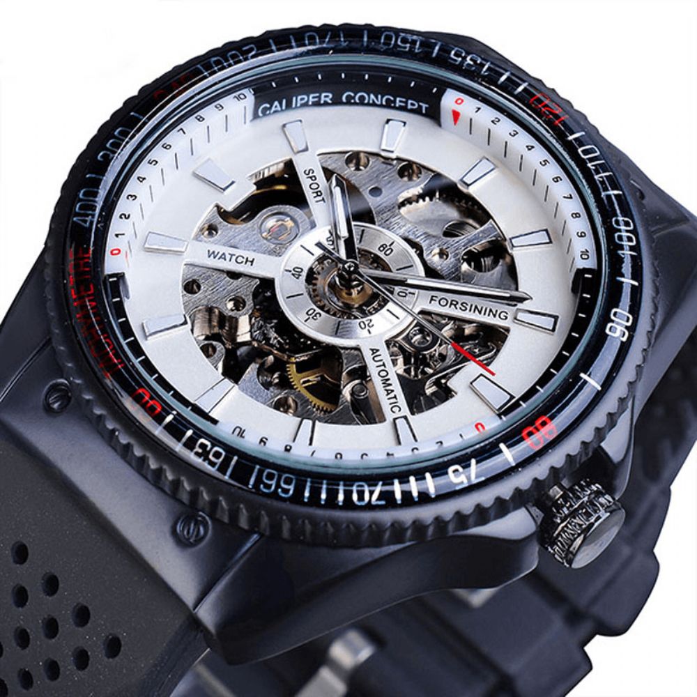 Forsining Gmt963 Mode Herenhorloge Siliconen Band Automatisch Toevallig Mechanisch Horloge