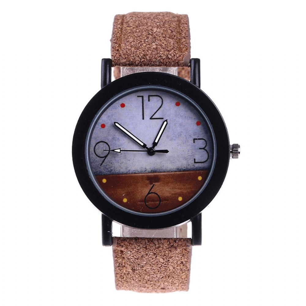 Fshion Dameshorloge Met Kleur Wijzerplaat Retro Quartz Horloge