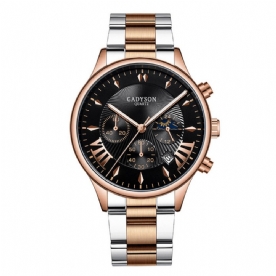 Gadyson A0701 Mode Herenhorloge Datumweergave Zakelijk Roestvrij Stalen Band Quartz Horloge