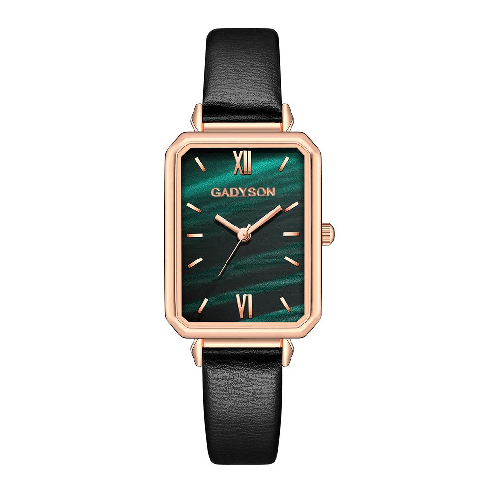 Gadyson A0706 Mode Dameshorloge Elegante Kleine Vierkante Wijzerplaat Leer Roestvrij Staal Vrouwelijk Quartz Horloge