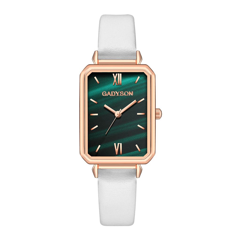 Gadyson A0706 Mode Dameshorloge Elegante Kleine Vierkante Wijzerplaat Leer Roestvrij Staal Vrouwelijk Quartz Horloge