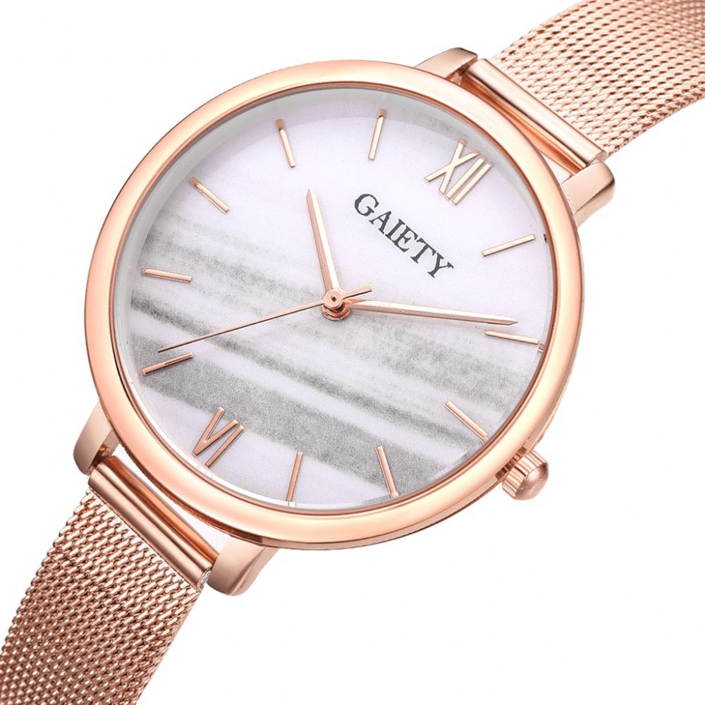 Gaiety G574 Kleurrijk Rose Gold Stalen Band Dames Polshorloge Ultradun Quartz Horloge