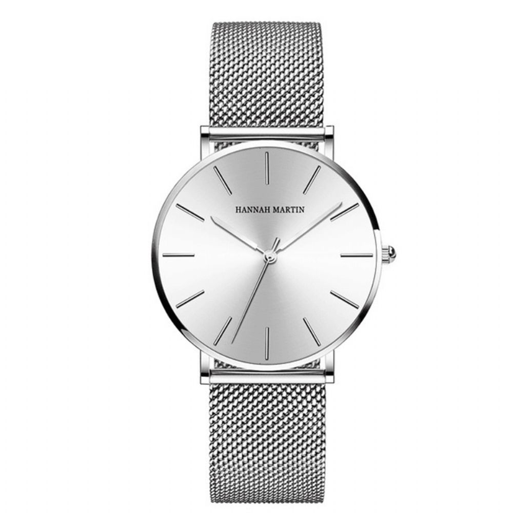 Hannah Martin CC36 Eenvoudige Dameshorloge Elegante Metalen Behuizing Roestvrij Stalen Band Vrouwelijk Quartz Horloge