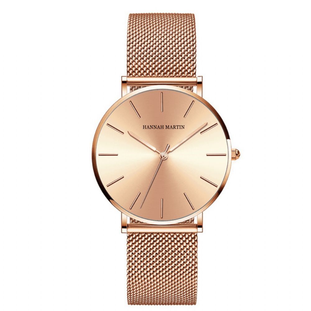 Hannah Martin CC36 Eenvoudige Dameshorloge Elegante Metalen Behuizing Roestvrij Stalen Band Vrouwelijk Quartz Horloge