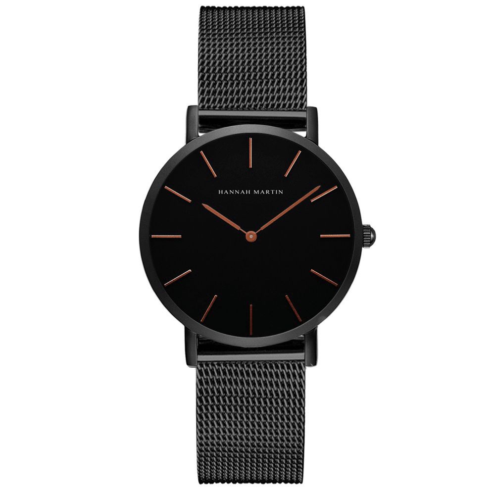 Hannah Martin Ch36 Mode Casual Simple Big Dial Stalen Mesh Band Waterdicht Dames Quartz Horloge